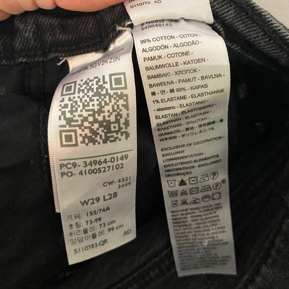 Levi's Wedgie Straight Black Gray Button Fly High Waisted Jeans Women's size 29 - Picture 14 of 14